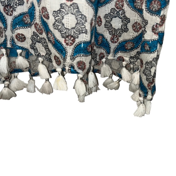 Roberta Roller Rabbit blue Moroccan Tile Indian Block Print tunic top XS - Picture 5 of 8